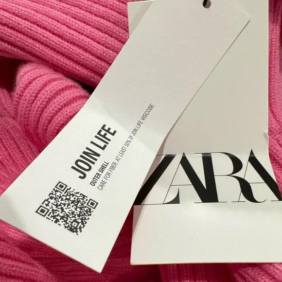 Zara Rich Ribbbes Thick Dolman Oversized HTF Neon Pink Turtleneck Sweater M L‎ - Picture 7 of 7